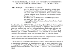 Quyết định 32/CĐ-BGTVT 2021 bảo đảm trật tự an toàn giao thông Tết Lễ hội xuân 2022