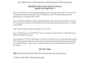 Nghị quyết 19/2021/NQ-HĐND vùng nuôi chim yến An Giang