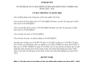 Nghị quyết 09/2021/UBTVQH15 chi phí quản lý bảo hiểm xã hội bảo hiểm thất nghiệp