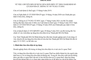 Thông báo 16172/TB-CTTPHCM 2021 chuyển đổi áp dụng hóa đơn điện tử Cục thuế Hồ Chí Minh