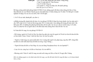 Công văn 10722/BYT-DP 2021 tiêm vắc xin phòng COVID19 liều cơ bản và nhắc lại