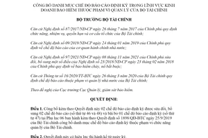 Quyết định 2460/QĐ-BTC 2021 chế độ báo cáo định kỳ trong lĩnh vực kinh doanh bảo hiểm