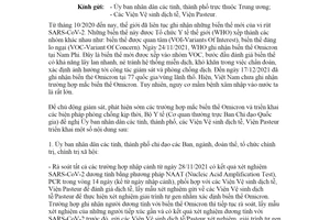 Công văn 10737/BYT-DP 2021 giám sát và phòng chống COVID19 biến thể Omicron