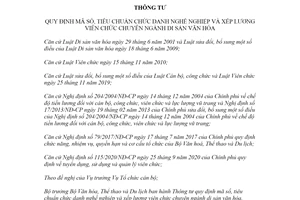 Thông tư 16/2021/TT-BVHTTDL mã số tiêu chuẩn chức danh viên chức ngành di sản văn hóa