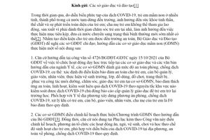 Công văn 5969/BGDĐT-GDMN 2021 phòng chống COVID19 khi tổ chức giáo dục trẻ em mầm non