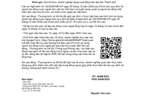 Công văn 41898/SLĐTBXH-VL-ATLĐ 2021 báo cáo sử dụng lao động nước ngoài Hồ Chí Minh