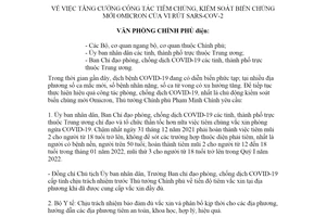 Công điện 9406/CĐ-VPCP 2021 tăng cường tiêm chủng biến chủng Omicron của SARS CoV 2