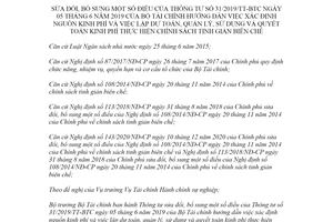 Thông tư 117/2021/TT-BTC sửa đổi Thông tư 31/2019/TT-BTC dự toán tinh giản biên chế