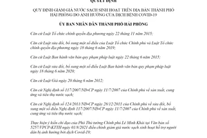 Quyết định 43/2021/QĐ-UBND giảm giá nước sạch sinh hoạt do ảnh hưởng Covid19 Hải Phòng