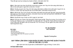 Quyết định 5850/QĐ-BYT 2021 Quy trình lâm sàng chẩn đoán và điều trị hen phế quản ở người lớn