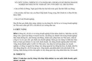 Quy định 47-QĐ/TW 2021 chức năng chi bộ cơ sở doanh nghiệp nắm giữ 50% vốn điều lệ trở xuống