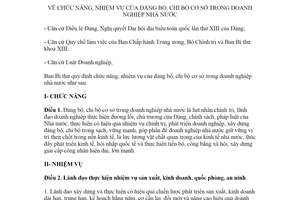 Quyết định 48-QĐ/TW 2021 chức năng đảng bộ chi bộ cơ sở trong doanh nghiệp nhà nước