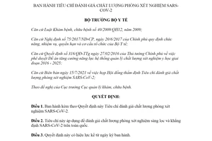 Quyết định 5833/QĐ-BYT 2021 Tiêu chí đánh giá chất lượng phòng xét nghiệm SAR CoV 2