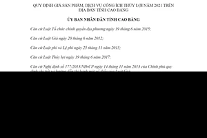 Quyết định 50/2021/QĐ-UBND giá sản phẩm công ích thủy lợi Cao Bằng