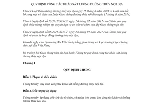 Thông tư 36/2021/TT-BGTVT khảo sát luồng đường thủy nội địa