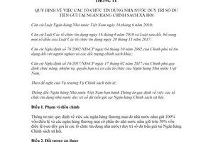 Thông tư 21/2021/TT-NHNN tín dụng Nhà nước duy trì số dư tiền gửi tại Ngân hàng Chính sách