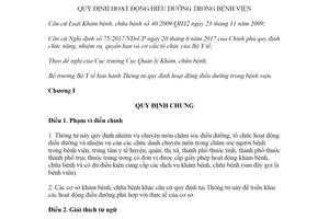 Thông tư 31/2021/TT-BYT hoạt động điều dưỡng trong bệnh viện