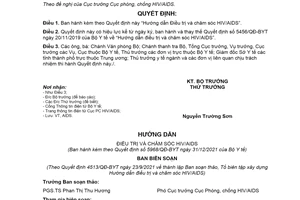 Quyết định 5968/QĐ-BYT 2021 hướng dẫn Điều trị HIV AIDS