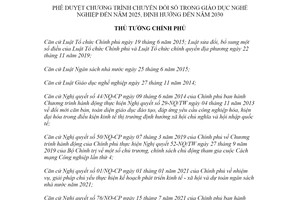 Quyết định 2222/QĐ-TTg 2021 Chương trình chuyển đổi số giáo dục nghề nghiệp đến 2025