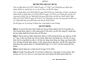 Quyết định 1427/QĐ-BXD 2021 công bố thủ tục hành chính lĩnh vực Môi trường Bộ Xây dựng