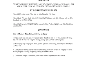 Nghị quyết 12/2021/NQ-UBTVQH15 chính sách lĩnh vực y tế phòng chống dịch COVID19