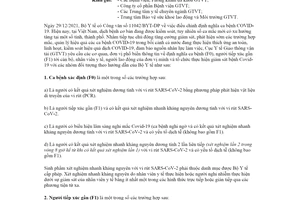 Công văn 852/CYT-YTDP 2021 điều chỉnh định nghĩa ca bệnh COVID 19