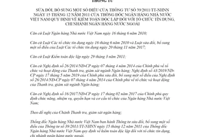 Thông tư 24/2021/TT-NHNN sửa đổi Thông tư 39/2011/TT-NHNN kiểm toán tổ chức tín dụng