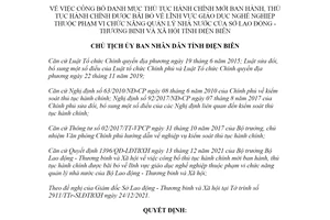 Quyết định 3356/QĐ-UBND 2021 công bố thủ tục hành chính nghề nghiệp Sở Lao động Điện Biên