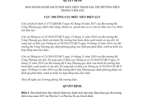 Quyết định 97/QĐ-ĐTĐL 2021 nhà máy điện tham gia thị trường điện 2022