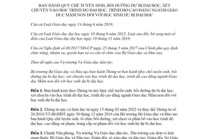 Thông tư 44/2021/TT-BGDĐT Quy chế tuyển sinh bồi dưỡng dự bị đại học ngành Mầm non