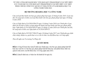 Quyết định 3536/QĐ-BKHCN 2021 văn bản hết hiệu lực toàn bộ lĩnh vực quản lý của Bộ Khoa học