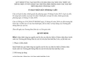 Quyết định 44/2021/QĐ-UBND tạo nguồn cán bộ cho các dân tộc thiểu số Bạc Liêu