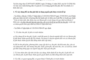 Công văn 14870/BTC-CST 2021 quản lý và sử dụng nguồn thu phí