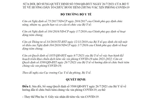 Quyết định 43/QĐ-BYT 2022 sửa đổi Quyết định 3588/QĐ-BYT tiêm vắc xin COVID19