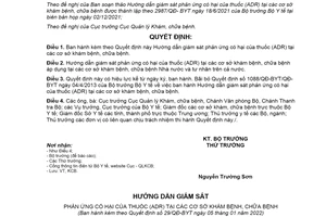 Quyết định 29/QĐ-BYT 2022 giám sát phản ứng có hại của thuốc tại cơ sở khám chữa bệnh