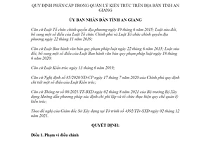 Quyết định 01/2022/QĐ-UBND phân cấp quản lý kiến trúc An Giang