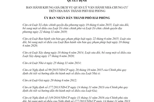 Quyết định 03/2022/QĐ-UBND khung giá dịch vụ quản lý vận hành nhà chung cư Hải Phòng