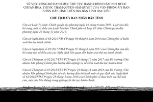 Quyết định 39/QĐ-UBND 2022 công bố thủ tục hành chính chuẩn hóa Ủy ban Bạc Liêu