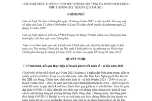 Nghị quyết 03/NQ-CP 2022 Hội nghị trực tuyến Chính phủ với địa phương tháng 12 2021