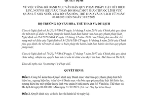 Quyết định 80/QĐ-BVHTTDL 2022 công bố văn bản hết hiệu lực thuộc quản lý Bộ Văn hoá