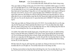 Công văn 03/TANDTC-HTQT 2022 phối hợp giữa Tòa án với Cơ quan đại diện ở nước ngoài