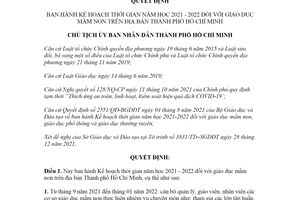 Quyết định 140/QĐ-UBND 2022 Kế hoạch thời gian giáo dục mầm non Hồ Chí Minh