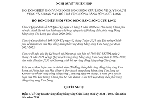 Nghị quyết 05/NQ-HĐĐPVĐBSCL 2022 Quy hoạch vùng đồng bằng sông Cửu Long