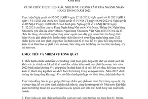 Chỉ thị 01/CT-NHNN 2022 tổ chức thực hiện các nhiệm vụ trọng tâm ngành Ngân hàng