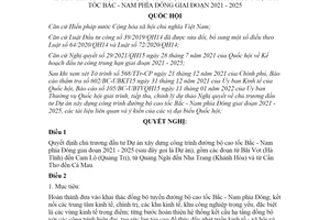 Nghị quyết 44/2022/QH15 chủ trương đầu tư đường bộ cao tốc Bắc Nam phía Đông 2021 2025