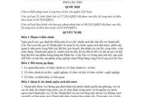 Nghị quyết 45/2022/QH15 thí điểm cơ chế chính sách đặc thù phát triển Cần Thơ