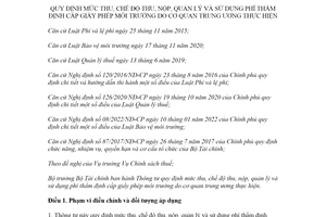 Thông tư 02/2022/TT-BTC phí thẩm định cấp giấy phép môi trường cơ quan trung ương thực hiện