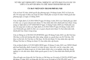 Quyết định 01/2022/QĐ-UBND chức năng nhiệm Sở Văn hóa Thể thao Hà Nội