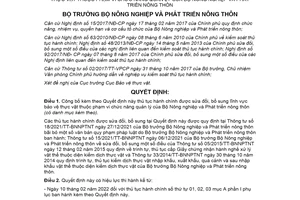 Quyết định 238/QĐ-BNN-BVTV 2022 công bố thủ tục hành chính lĩnh vực bảo vệ thực vật