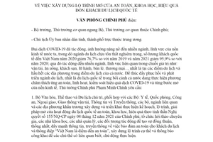 Công điện 513/CĐ-VPCP 2022 xây dựng lộ trình mở cửa an toàn đón khách du lịch quốc tế
